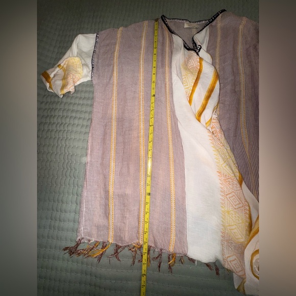 Mes Demoiselles Textured Striped Cardigan w sequin/fringe edge. OS VGUC - Picture 9 of 12